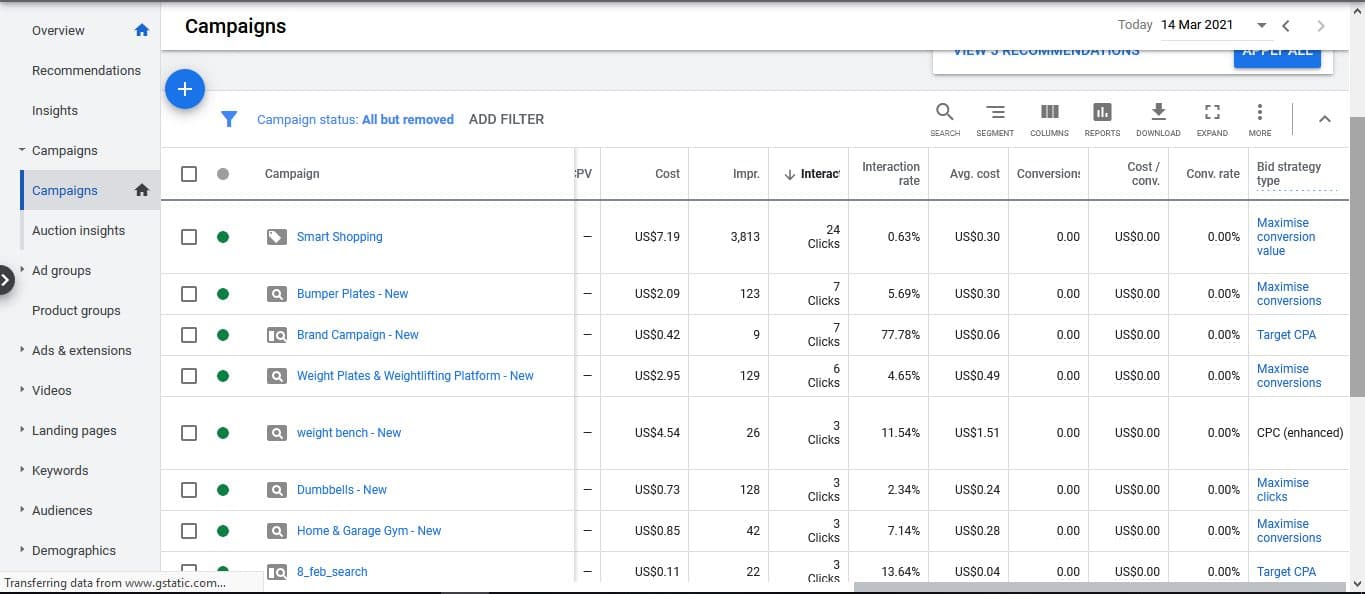 Facebook & Google Ads — client campaign results — screenshot 1