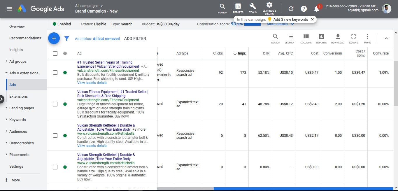 Facebook & Google Ads — client campaign results — screenshot 6
